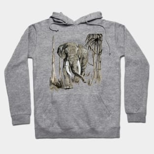 Elephant Art In Brown and Greige Vector Hoodie